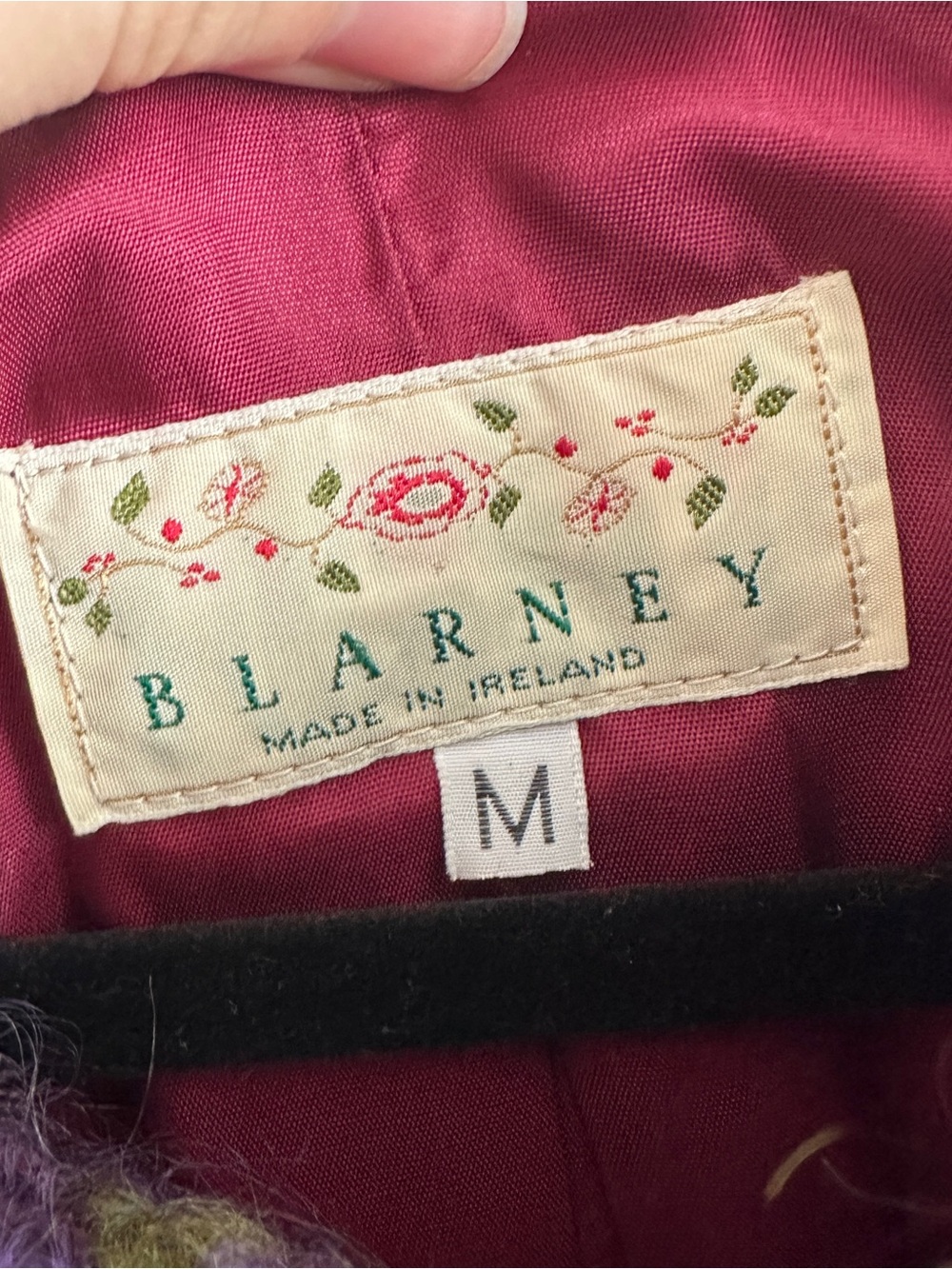 Vintage Blarney Purple Mohair Wool Floral Knit Button Cardigan Coat Medium - Picture 3 of 11